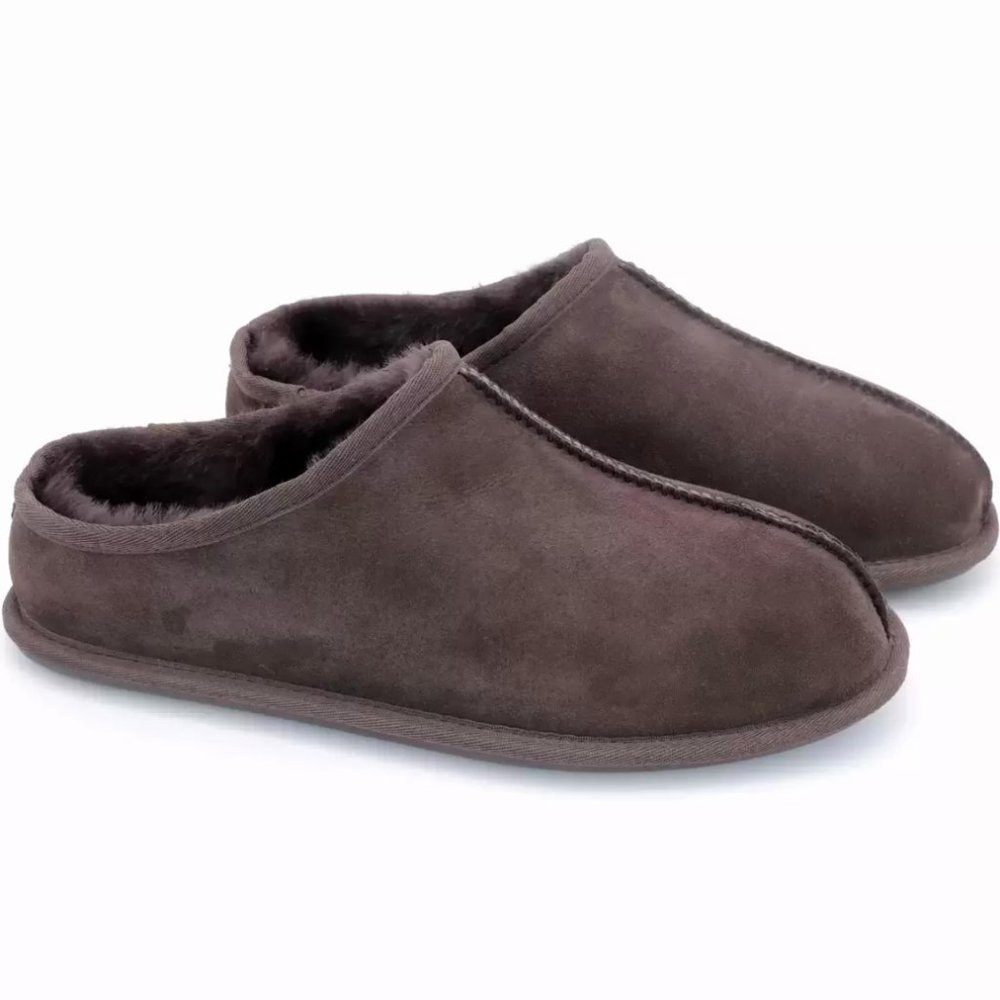 Kirkland Men's Clog Sheepskin Nubuck Shearling Slippers Shoe Brown Tan Fur Suede